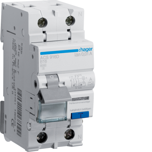 ACS916D - ДАВ QC 1P+N 6kA B-16A 10mA A